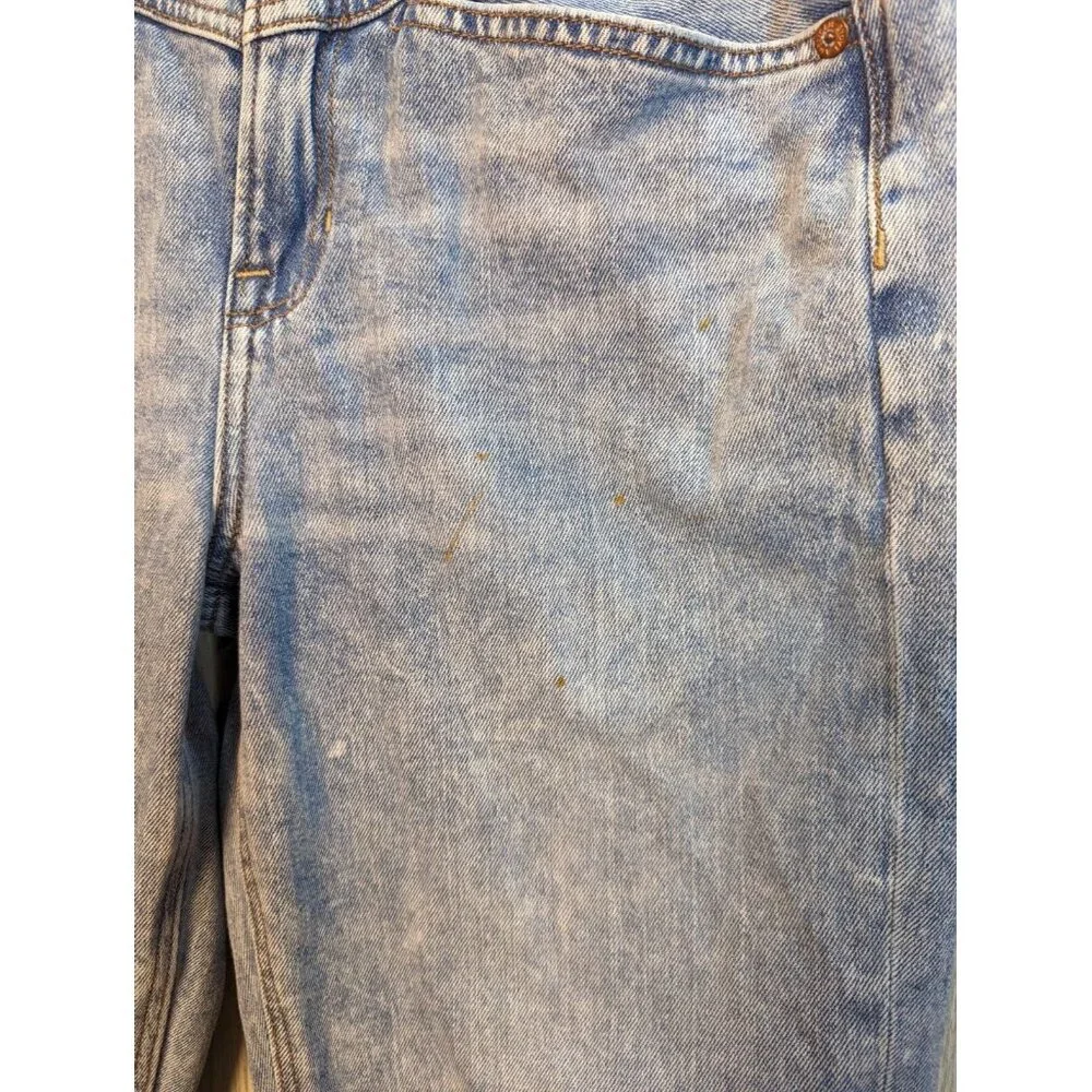 Distressed American Eagle Mom Jeans Womens Size 6 Stretch Blue Mid Rise Denim